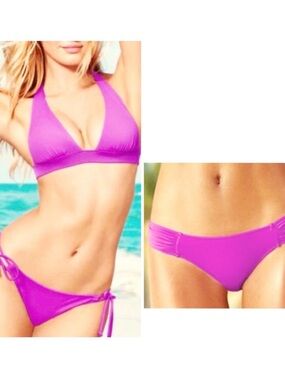 Victoria’s Secret The Plunge Halter Neon Purple Bikini Set S